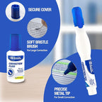 BAZIC Products Correction Fluid, Soft Bristle Brush & Precise Metal Tip Applicator, Fine Point Corrections Pen White Out Wipe Out Liquid (2/Pack), 2-Packs