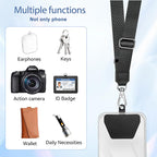 Doormoon Phone Lanyard, Adjustable Neck Strap with 4 TPU Patch for Phone Case Keys ID Badges Universal Cell Phone Lanyard Compatible with iPhone, Samsung, Most Smartphones, 2 Pack, Black Black