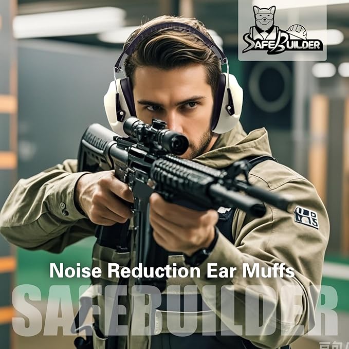 SAFEBUILDER Ear Muffs Noise Reduction SNR 33dB Adjustable Lightweight Safety Earmuffs Sound Proof Noise Cancelling ANSI