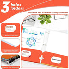 Two Pocket Portfolio Folders, PANDRI 60 Pack 3 Hole Punched 2 Pocket Folders for 3 Ring Binder, Letter Size Paper File Folder for School Office Home Business, Red