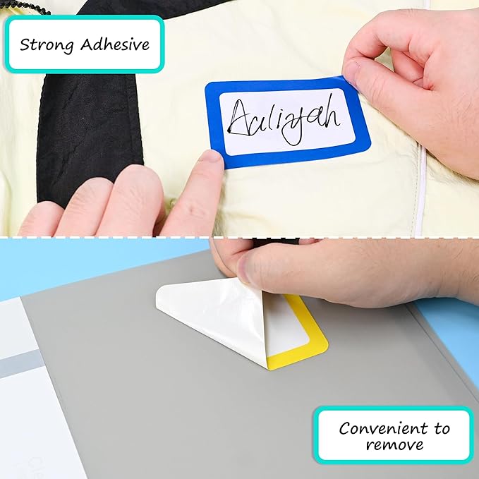L LIKED 200 Stickers - 3.5" x 2.25" Colors Plain Name Tags Stickers with Perforated Line for School Office Home (Blank - 200 Labels)