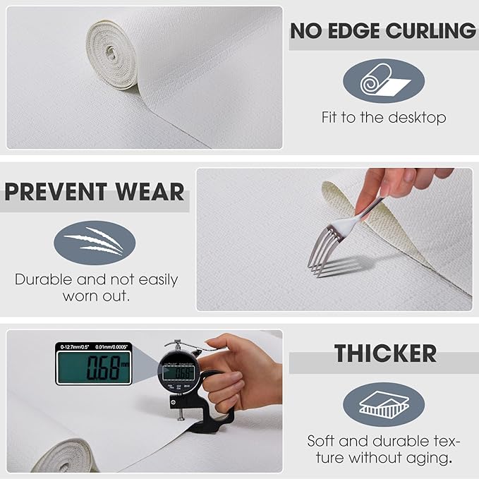 ALIUNI Drawer and Shelf Liner, Non-Slip Kitchen Cabinet Liners Non-Adhesive Thick Strong Grip Waterproof Washable Mats Protect Dresser Shelves Cupboard Bathroom Cabinets, White, 20 in X 30 FT