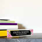 Signs ByLITA Floral Pattern Customized Nameplate | Midnight Bloom Personalized Full Color Acrylic Desk Sign