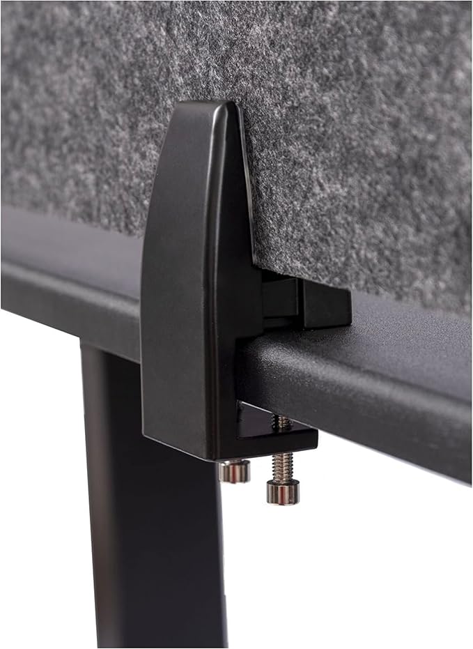 Stand Up Desk Store ReFocus Raw Clamp-On Acoustic Desk Divider Mounted Privacy Panel to Reduce Noise and Visual Distractions (Castle Gray, 59" x 16")