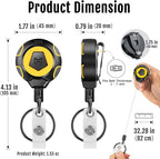 MNGARISTA Upgraded Heavy Duty Retractable Keychain with Belt Clip, 10 OZ Retraction, 31.5" Stainless Steel Cord, ID Badge Reel with Badge Strap and Key Ring