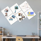 Thboxes Large Cork Board 36" x 24", 6 Pack Felt Wall Tiles with Colored Pushpins, Bulletin Board with Removable Self-Adhesive Strips, Pin Boards Cork Boards for Walls Office Home School-White