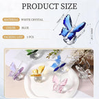 PATIKIL Butterfly Crystal Paperweight, 75mm / 3 Inch Crystal Paperweight Paper Weight for Home Office Desktop Table Decor Wedding Party Jewelry Ornaments, Blue