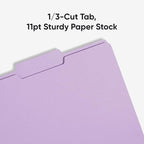 Smead Standard File Folders, 100 Count, Assorted Pastel Colors, 1/3-Cut Tabs, Letter Size (11953)