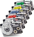 Pristar 6-Pack Compatible Label Tape Replacement for Casio Label Tape 9mm 0.35” XR-9WE XR-9X XR-9RD XR-9BU XR-9YW XR-9GN Work for KL-60 KL-100 KL-120 KL-750 KL-780 KL-7000 KL-8100 Label Maker
