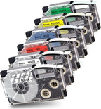 Pristar 6-Pack Compatible Label Tape Replacement for Casio Label Tape 9mm 0.35” XR-9WE XR-9X XR-9RD XR-9BU XR-9YW XR-9GN Work for KL-60 KL-100 KL-120 KL-750 KL-780 KL-7000 KL-8100 Label Maker
