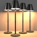 Timjorman 4-Pack Cordless Table Lamps - 4000mAh Rechargeable Battery Operated Desk Lamp, 3-Level Dimmable LED Night Light for Bedroom, Dining, Restaurant - Metal Design(Black 4pack)