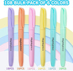 YEGEER Highlighters Bulk, Chisel Tip Dry-Quickly Highlighter Markers, 108 Count-6 Assorted Colors Highlighters Bulk Pack for Adult Kids, Office Classroom Must Have, School Supplies for Teachers
