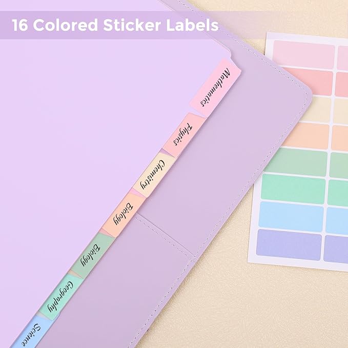 SKYDUE Durable Plastic 8-Tab Dividers, 2sets, Big Tab Dividers for 3 Ring Binder, Write&Erase 3 Ring Binder Dividers with Tabs, with Sticker Labels