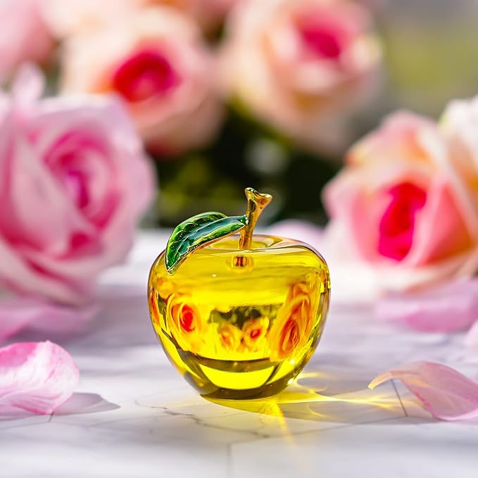 H&D Glaze Crystal Apple Paperweight Craft Decoration (yellow)