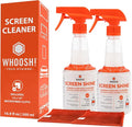WHOOSH! Pro 16.9 fl oz Refillable TV Screen Cleaner & Microfiber Cloth - Streak-Free Cleaner for Flat Screens, OLED, LCD, Smart TV, Monitors - Non-Toxic, Odorless - Electronics Cleaning Kit, Set of 2