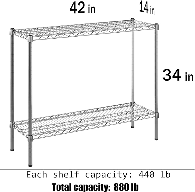 Regal Altair 14" Deep x 42" Wide x 34" Height Wire Shelving Kit | 2-Tier | NSF Commercial Storage Rack Unit