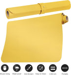 Boutilon Leather Desk Pad Protector,Non-Slip Mouse Pad,Laptop Desk Pad,Office Mouse Mat,Waterproof Leather Desk Blotter,Desk Writing Pad for Office and Home (S-Yellow,24"x 14")