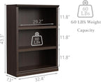 Bevfint 43 in Tall Bookcase, 3-Tier Bookshelf Open Storage, 33 inch Wide Floor Standing Indoor Furniture, Book Cases for Home School Library Office Bedroom Kids, Dark Cherry 3 Tiers