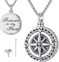 Compass Necklace for Women Men 925 Sterling Silver Pendant Urn Necklaces for Ashes Picture Locket Necklace Anchor Necklace Viking Necklace Crystals CZ Moonstone Abalone Shell Turquoise Compass Jewelry