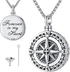 Compass Necklace for Women Men 925 Sterling Silver Pendant Urn Necklaces for Ashes Picture Locket Necklace Anchor Necklace Viking Necklace Crystals CZ Moonstone Abalone Shell Turquoise Compass Jewelry