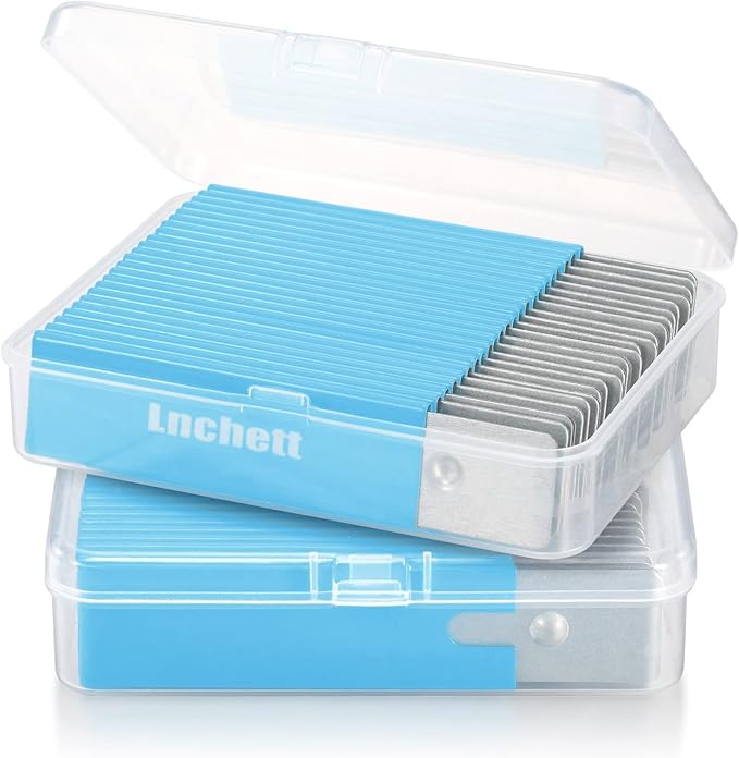Lnchett Box Cutter, 48-Pack Retractable Cardboard Mini Box Cutter for Packages, Boxes and Paper, All Metal Tough Sheath, Functional Basic Cutter with Case, Lock Ball Design