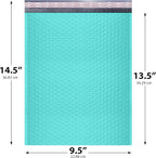 Teal Large Poly Bubble Mailers 9.5x14.5 inch #4 | Self Seal Padded Envelopes Cushioned Bubble Mailer | Usable Size 9.5x13.5 | WaterProof | Lightweight mailing Shipping Bags | 100 Pack Bulk