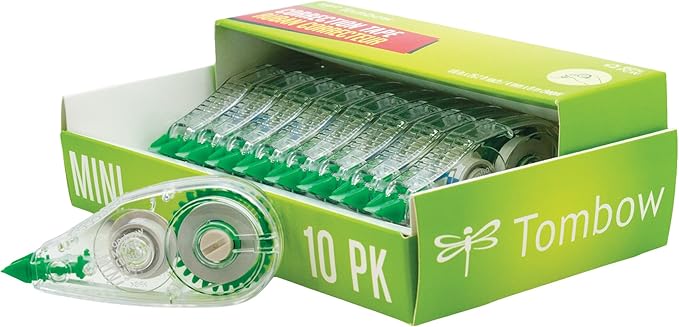 Tombow 68722 Mono Mini Correction Tape Easy to Use Applicator for Instant Corrections,Clear, (Pack of 80)