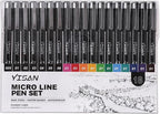 YISAN 18-Pack Colored Drawing Pens for Artists,Fineliner Pens,Micro-line Pens,11 Waterproof Archival Ink Colors Felt Tip & 7 Black,70344