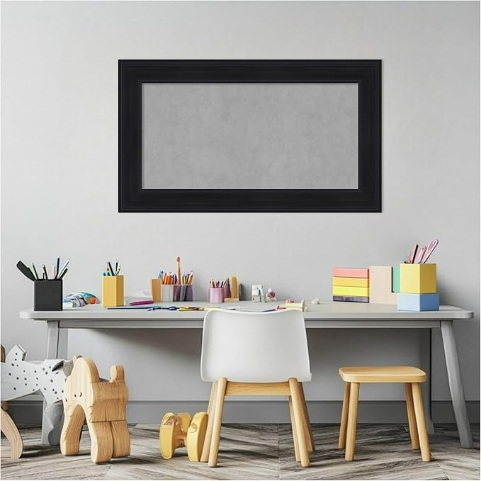 Amanti Art Black Framed Magnetic Board 17x29 Small Vision Board for use with Magnets, 100% Metal Sheet to Display Items as Office Decor or for Home Organization in mudroom, Kitchen or Kids Room