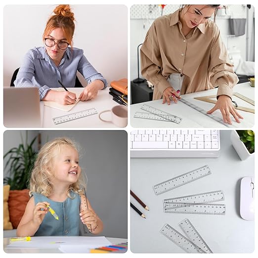 150 Pcs 6 Inch Ruler Clear Plastic Rulers Bulk for Classroom Flexible Small Straight Rulers with Inches and Centimeters Transparent Ruler First Day of School Gift for Students Back to School Office