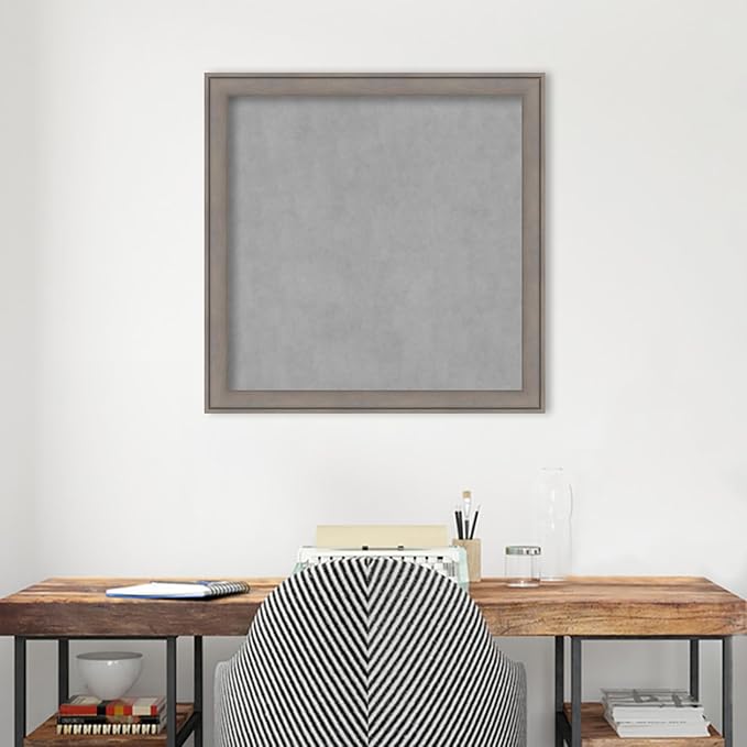 Amanti Art Grey Framed Magnetic Board 27x27 Medium Vision Board for use with Magnets, 100% Metal Sheet to Display Items as Office Decor or for Home Organization in mudroom, Kitchen or Kids Room