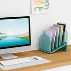 OUTIOE 5-Section Desk File Organizer, Metal Mesh Folder Organizer for Documents, Mail & Office Papers (Green)