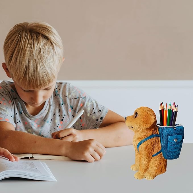 Photour Dog Pen Holder for Desk Pen Pencil Cup Creative Desktop Pen Organizer Pencil Cups for Desk Unique Accessories Decor for Home Office School Gift for Dog Lovers (Golden Retriever)