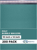 Green 10x13 Inch Poly Bubble Mailers |Self Seal Padded Envelopes for Thick books | Air Cushioned Bubble Mailer | Usable Size 9.5x13 Inch | Waterproof Lightweight Mailing Shipping Bags | 200 Pack Bulk