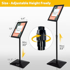 VAIIGO 3 Packs Heavy Duty Pedestal Poster Sign Stand, 8.5"x11" Adjustable Floor Standing Sign Holder with 6.6Lbs Solid Steel Base for Vertical and Horizontal View Sign Displayed Stands, Black