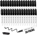 Duchong Black Permanent Markers, 30 Count Permanent Markers Bulk, Quick Drying Marker, Waterproof, Smooth, Durable, Works on Packing, Wood, Glass for Kids Adult Doodling, Marking