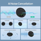 Yealink Bluetooth Speakerphone SP96 with Dongle Support Daisy-Chain 26H Talk Time Teams Certified 65mm Conference Speaker and 6 Microphones Array LCD Screen Smart AI Noise-Canceling