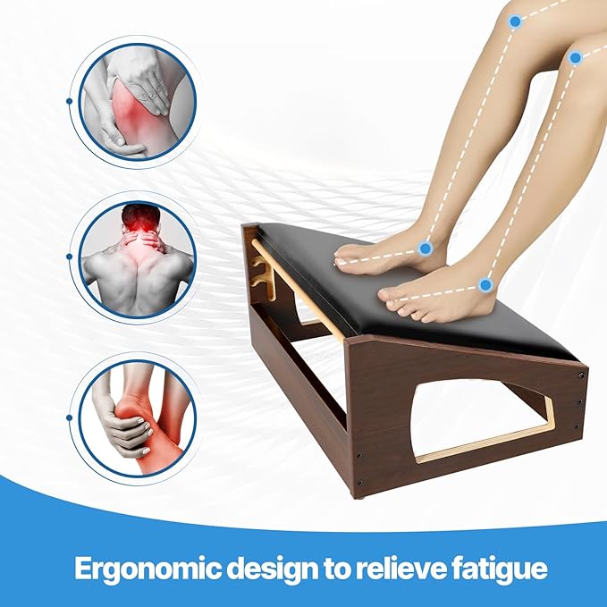 XINGMIAOWJ Ergonomic Foot Rest, 4 Adjustable Height Foot Stool,Footrest Under Desk， Soft Cushions, Foot Rest Office,Improving Posture, Promoting Blood Circulation（Espresso）