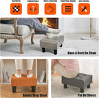 BRIAN & DANY Small Foot Stool, Leather Foot Stools with Legs, Stable Small Footstool for Living Room, Grey