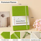 Crein Lynh 2025-2027 Premium Planner, Weekly & Monthly Calendar Planner with Budget & Goal Setting, January 2025 – December 2027, Tabs, Inner Pocket, Daily Journal Organizer for Women, A5, Green