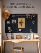 Large Felt Bulletin Board 36"x24" Cork Board Alternative - 6 Pack with 40 Safe Removable Adhesive Tabs, Cork Boards for Walls Pin Board for Home Office Classroom Felt Board-Carbon Blue