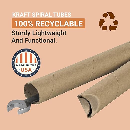 AVIDITI Cardboard Tubes with Foldable Ends, 24"L x 2"W x 2"H, Pack of 50 | Poster Tube for Mailing And Storage of Blueprints, Artwork, Crafts, Long Art Holder, 24 inches