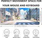 Anime Tokyo Street Japanese Mouse Pad,Large Extended Gaming Mouse Mat with Stitched Edges,Non-Slip Waterproof Rubber Base Desk Mat for Office Work Home Games Desk Pad(27.5X11.8 in)