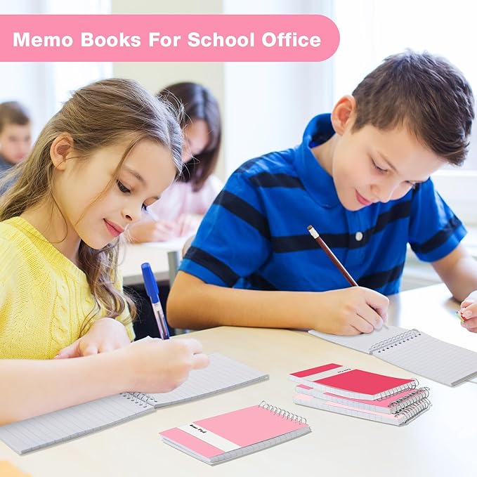 Thenshop 100 Pads Spiral Memo Pads Bulk 3 x 5 Inch Small Pocket Notepad Top Bound Lined 60 Sheets Mini Notebooks for School College Office Home Supplies (Bright Colors)