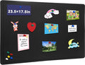 Bulletin Board, 23.5 X 17.5 inches Cork Board with 20 Pushpin, Felt Cork Board Notice Pin Board, Self-Adhesive Vision Board Mood Board Foldable Photo Board for Wall - Black