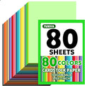 80 Sheets 8.5" X 11" Colored Cardstock, 80 Assorted Colors 180 GSM/65 LB Construction Paper Card Stock Printer Paper for Printing, Card Making, DIY Crafts, Kids School Supplies,Party Decorations