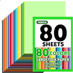80 Sheets 8.5" X 11" Colored Cardstock, 80 Assorted Colors 180 GSM/65 LB Construction Paper Card Stock Printer Paper for Printing, Card Making, DIY Crafts, Kids School Supplies,Party Decorations