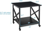 Fannova 2 Tier Large Printer Stand, 23.6 x 23.6 x 22.6 Inches Square Printer Table with Storage Shelf, Rolling Printer Cart with Industrial Wheels for Home Office, Mini Fridge Stand Table - Black