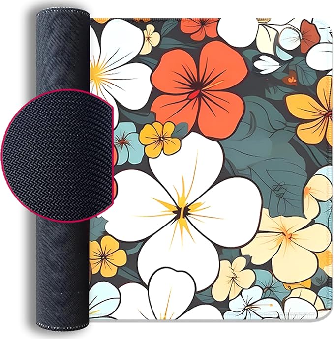 Boho Abstract Floral Mouse Pad Desk Mat,27.5X11.8 in Extended Gaming Mouse Pads with Stitched Edges,Non-Slip Waterproof Rubber Base Mouse Mat for Office,Computer,Keyboard,Laptop and Home Desk Mat