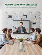 Large Bulletin Board 12" x 10", 12 Pack White Cork Boards for Walls, Self-Adhesive Hexagon Felt Pushpins Wall Tiles, Display for Messages, DIY Notice, Photo Decorations, Classroom, Office, Bedroom